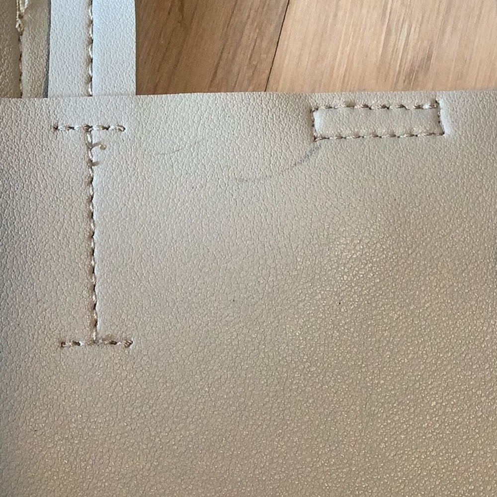 🌹 Street Level Silver Metallic Cream Faux Leather Tote Bag Purse Colorblock - Picture 13 of 14